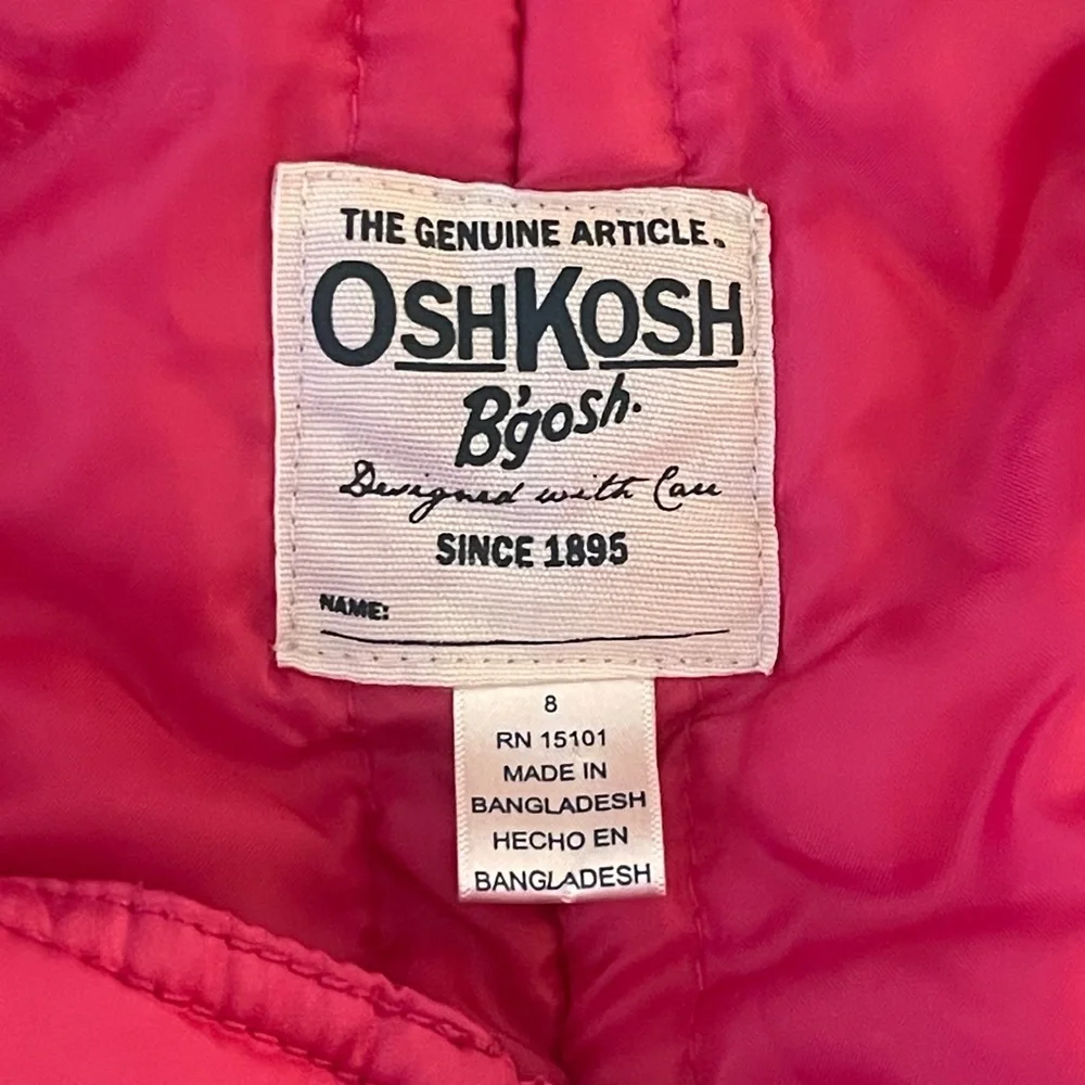 OshKosh B'gosh Bright Pink Snow Overall - Bibs - Ski - Winter - Size: 8